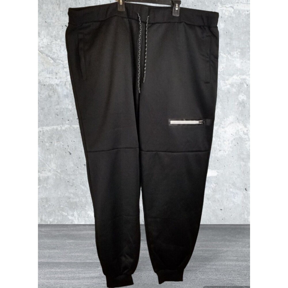 Men's Jogger Sweatpants Black Elastic Drawstring Waist Winston Box  Size 50-52